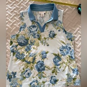 Laura Ashley Blue and Green Floral Tank Top